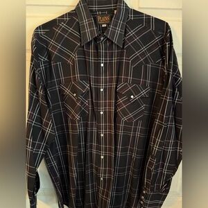 Men's Black Plaid Button-Up Shirt